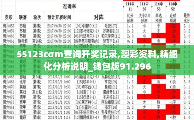 55123cσm查询开奖记录,澳彩资料,精细化分析说明_钱包版91.296