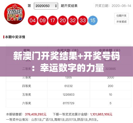 新澳门开奖结果+开奖号码:幸运数字的力量