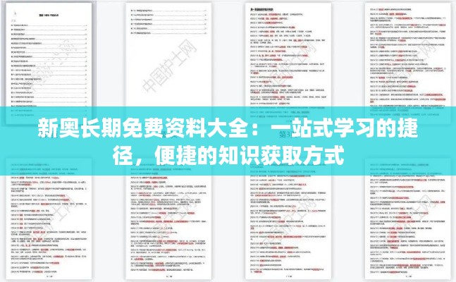 新奥长期免费资料大全:一站式学习的捷径,便捷的知识获取方式