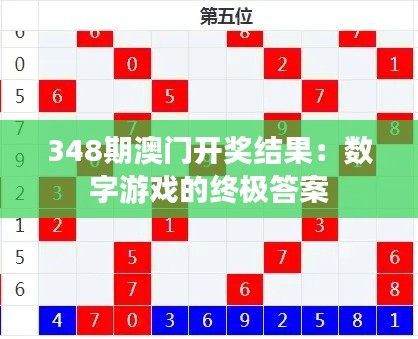 348期澳门开奖结果:数字游戏的终极答案