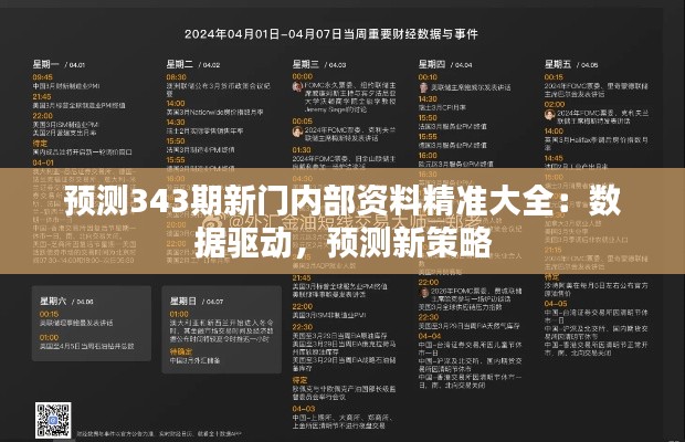 预测343期新门内部资料精准大全:数据驱动,预测新策略
