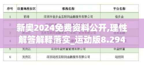 新奥2024免费资料公开,理性解答解释落实_运动版8.294