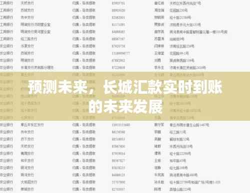 长城汇款实时到账的未来展望与预测
