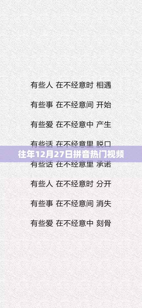 往年12月27日热门拼音视频回顾