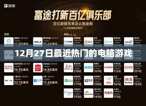 12月27日热门电脑游戏一览