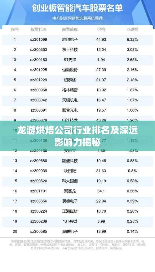 龙游烘焙公司行业排名及深远影响力揭秘