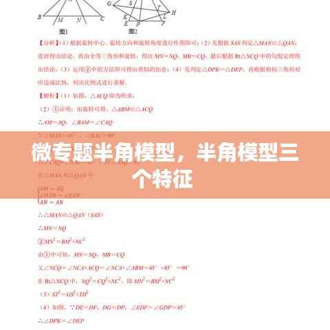 微专题半角模型，半角模型三个特征 