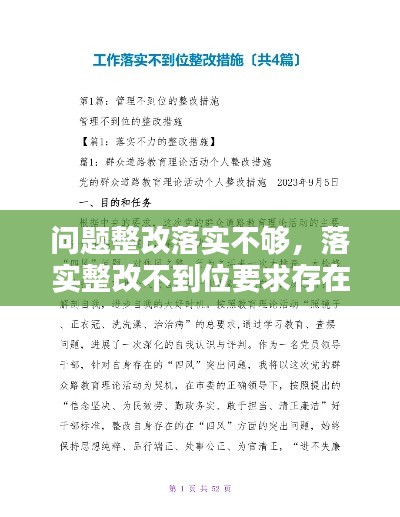 问题整改落实不够,落实整改不到位要求存在问题